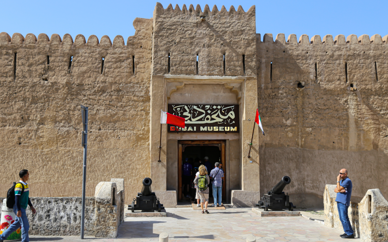 Entrance of Dubai Museum with visitors