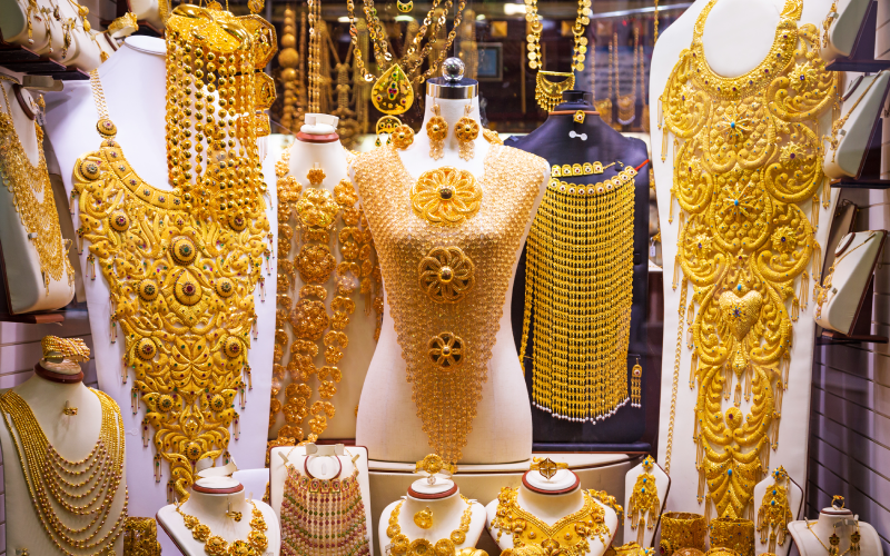 Gold on the famous Golden souk in Dubai Deira market