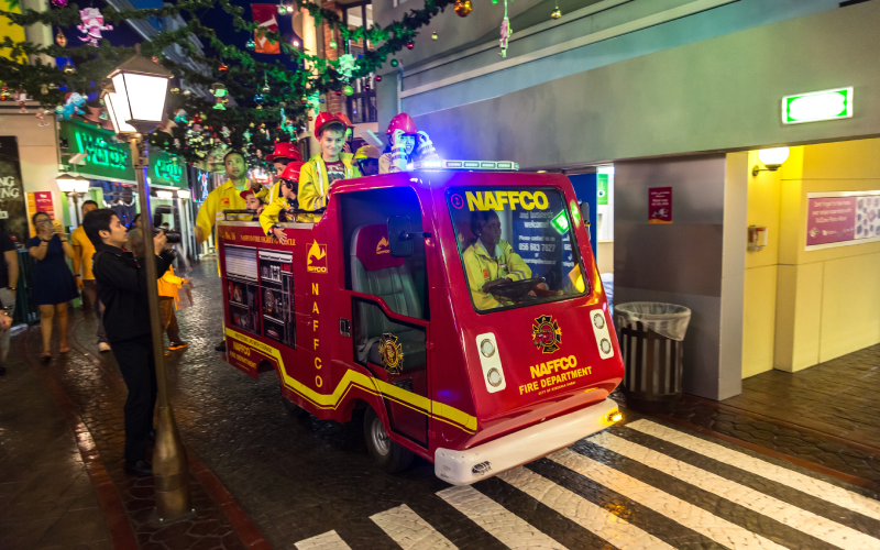 Kids on fire truck at KidZania mall Dubai