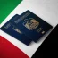 Passport of United Arab Emirates on the top of an flag of emirates