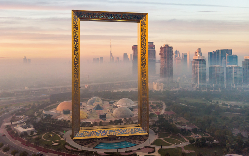 An Early morning shoot for the Dubai Frame during fog time
