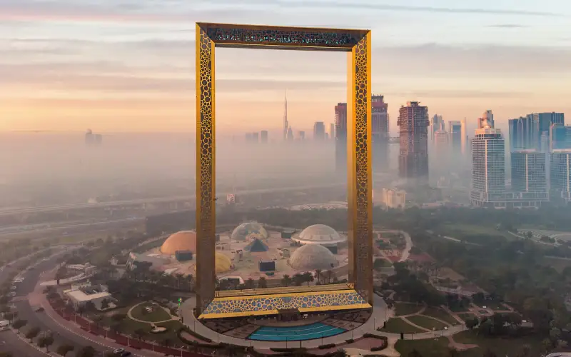 An Early morning shoot for the Dubai Frame during fog time