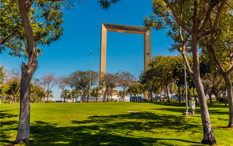 A view across Zabeel Park in Dubai, UAE in springtime